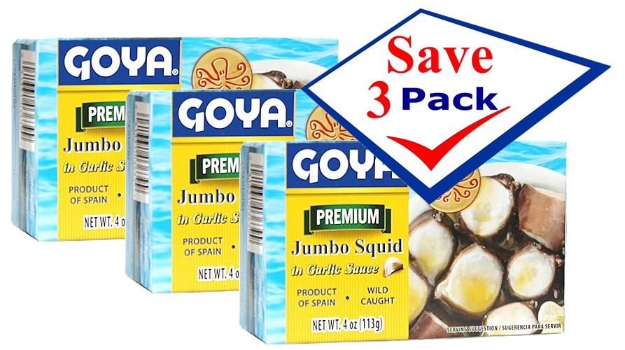 Goya Jumbo Squid in Garlic Sauce 4 oz Pack of 3